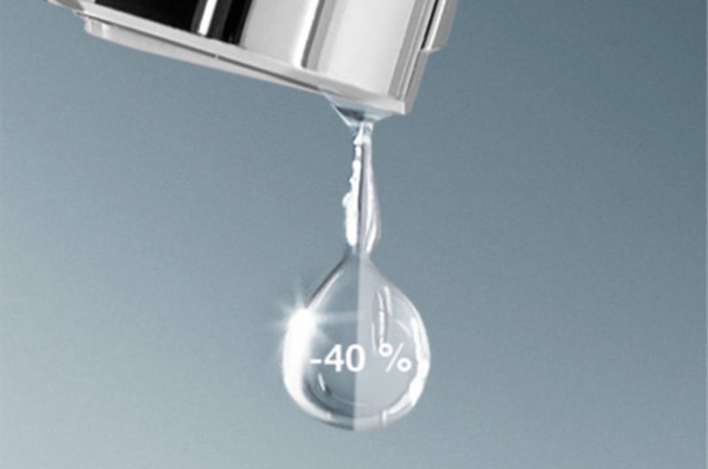 Ein Wassertropfen symbolisiert das Einsparpotenzial von Wasser bei Armaturen