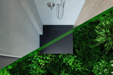 Fotocollage von Badezimmer und Natur