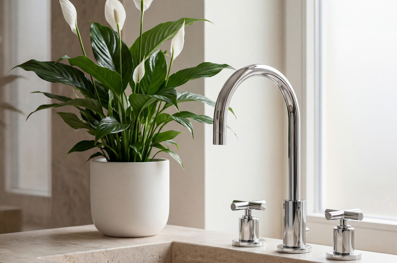 Einblatt im Badezimmer